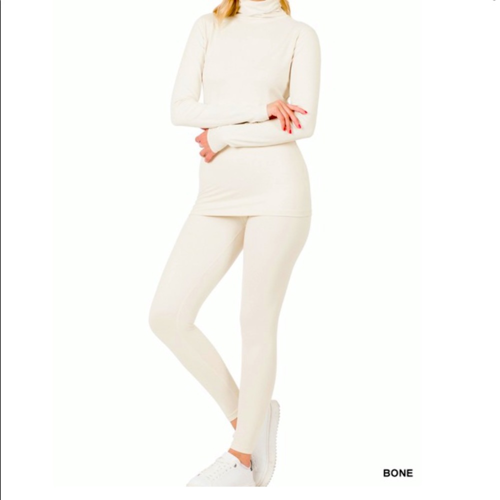 MICROFIBER MOCKNECK LEGGING SET/ Bone